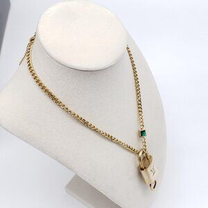 Authentic Louis Vuitton Gold Padlock with Unbranded Stainless Steel Chain